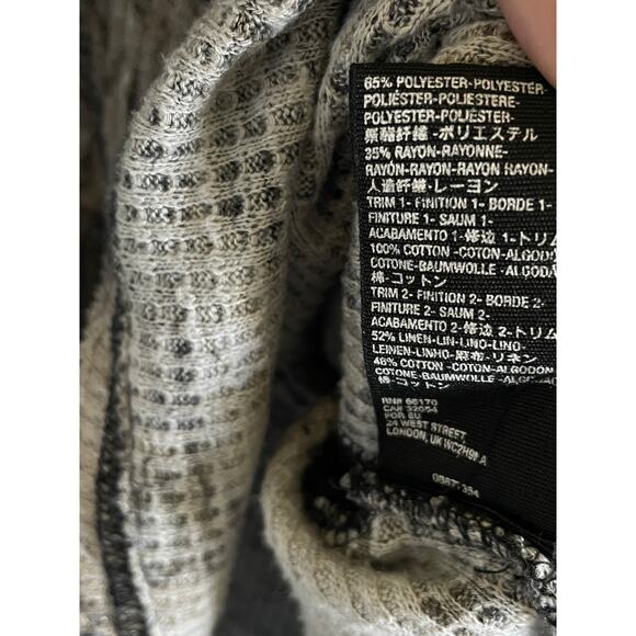 Free People Black Floral Waffle Knit Top XS Boho Streetwear Slouchy Long Sleeve - Picture 7 of 8